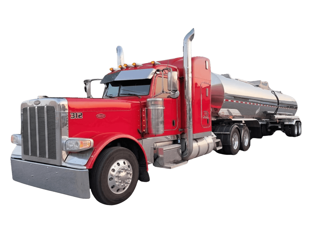 Peterbilt 379 pulling a tanker — the truck GetCDL.org was built from